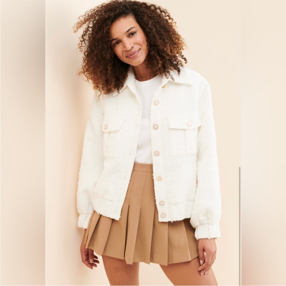Endless Rose Cream Tweed Bomber Jacket
